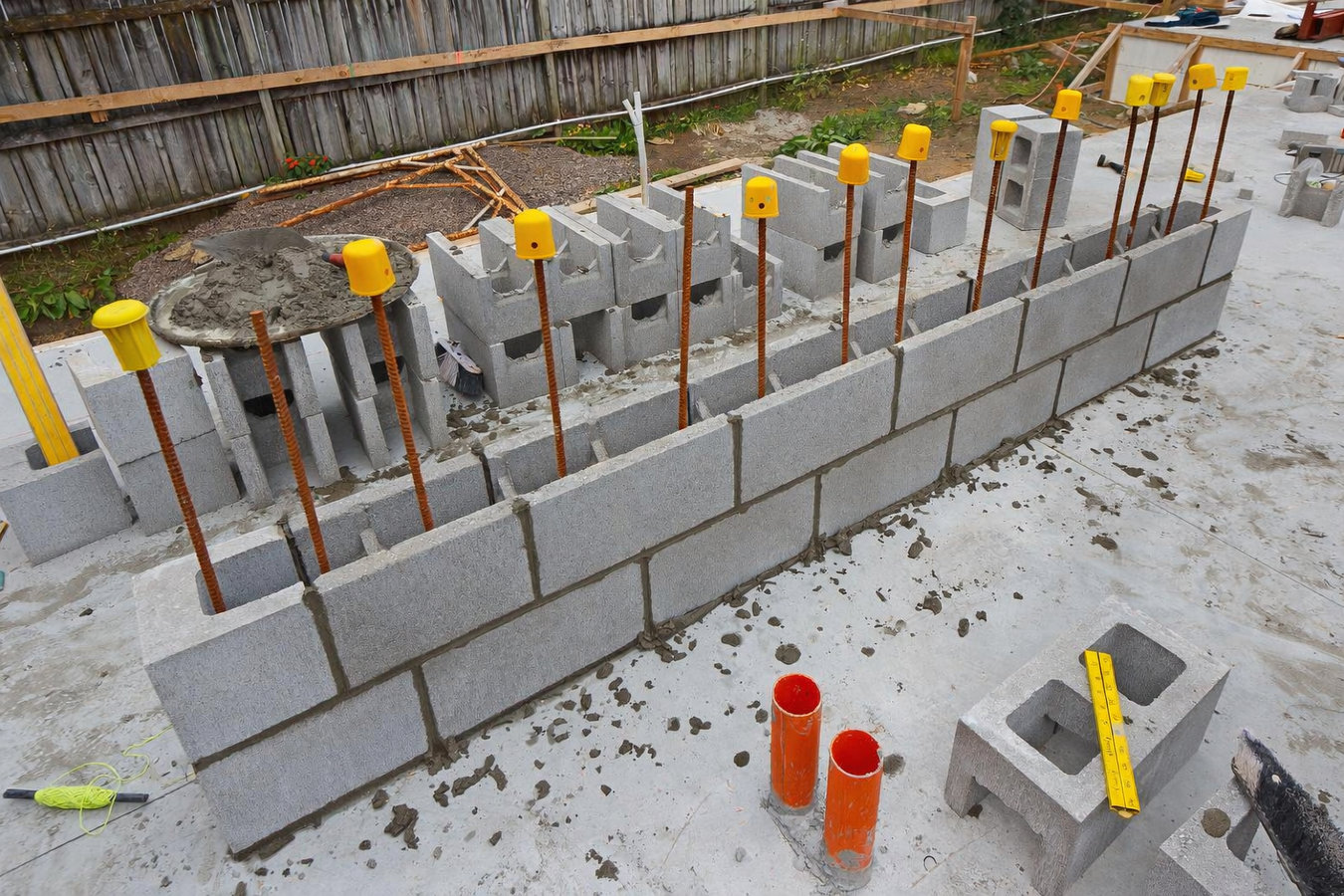 Foundation block wall installation in Rancho Cucamonga, CA